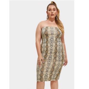 Plus Size Snakeskin Strapless Dress